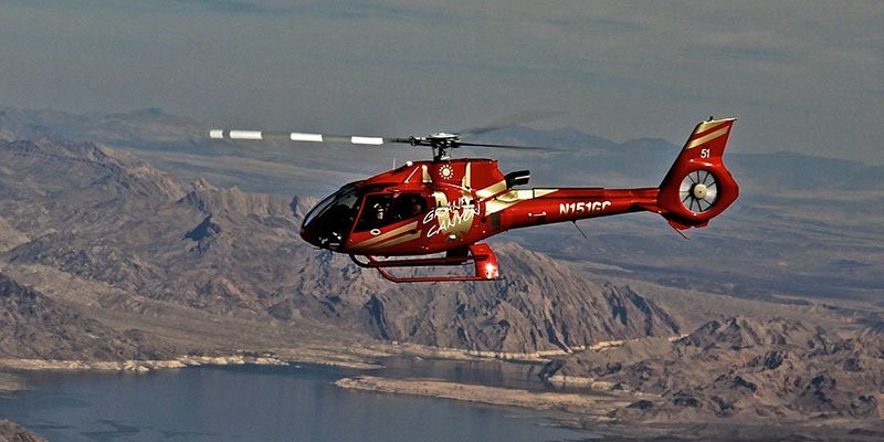 Flight by helicpopter over Grand Canyon